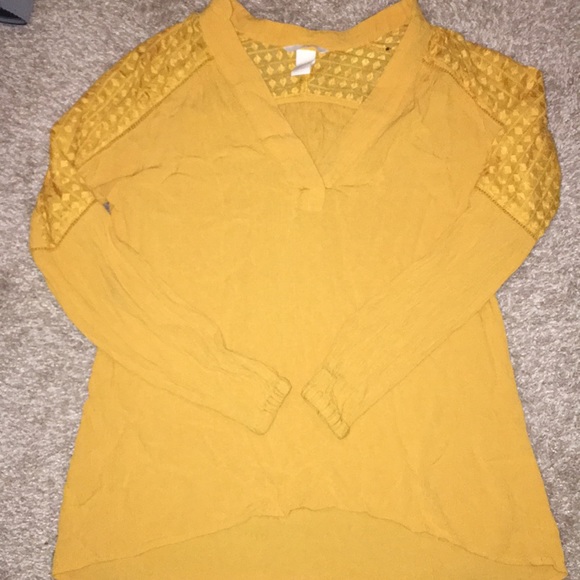 Mustard print long sleeve blouse ... M